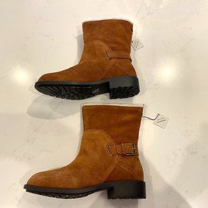 NWT Cole Haan Waterproof Suede Leather Boootie Low Heel Quiana: Tan : 7.5